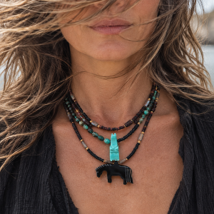 Tiki, Animal Totem turquoise  & Wide Arizona black...